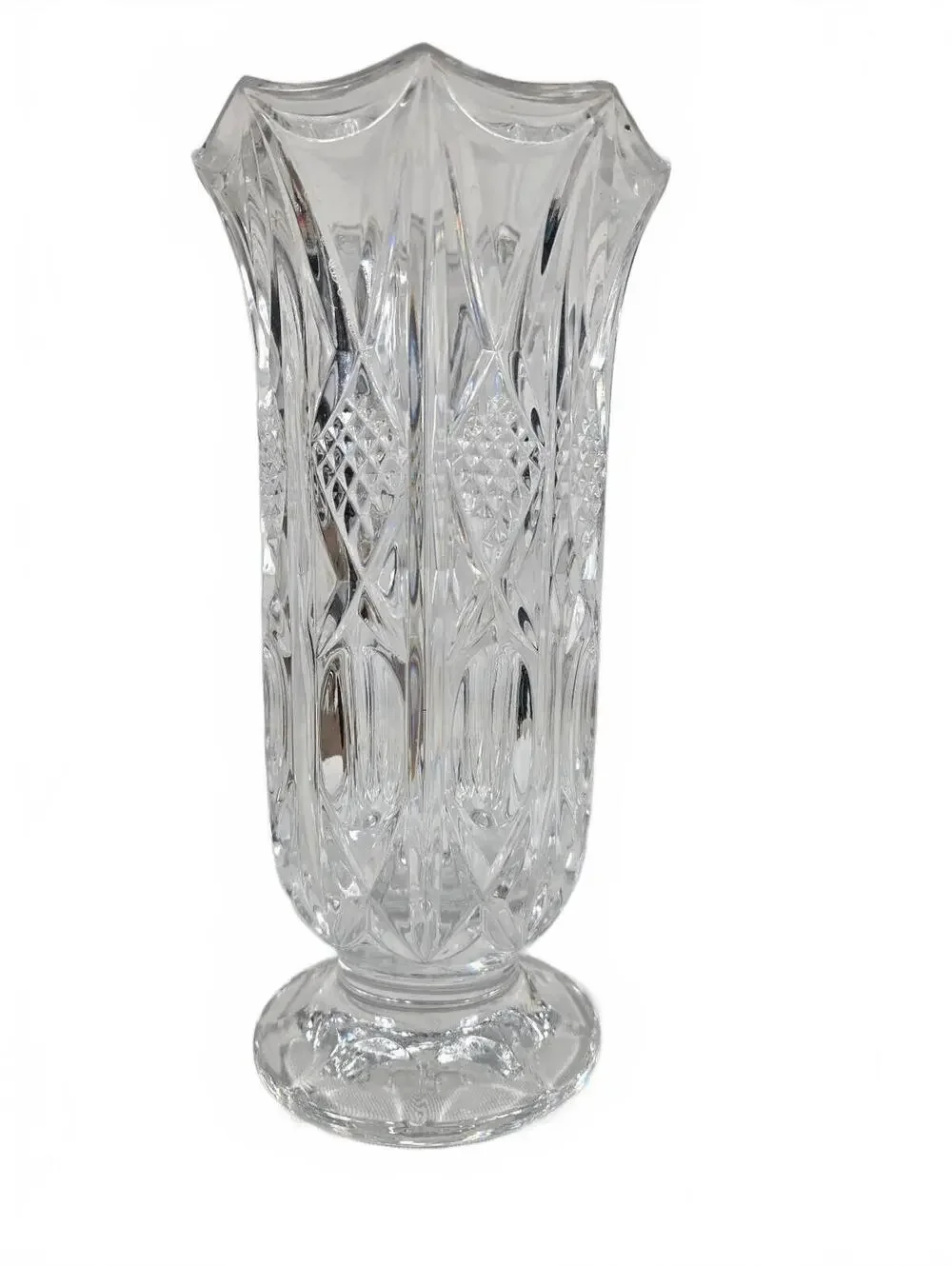 Vintage Cut Crystal Footed Vase 9.5